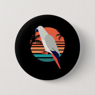 African Gray Parrot Retro Vintag Button