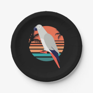 African Gray Parrot Retro Vintag Pappteller