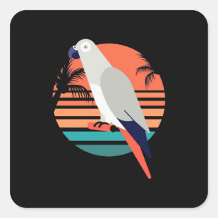 African Gray Parrot Retro Vintag Quadratischer Aufkleber