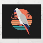 African Gray Parrot Retro Vintag Schaumweinetikett (Einzelnes Label)