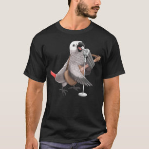 African Gray Parrot Singing Guitar Player Bird T-Shirt