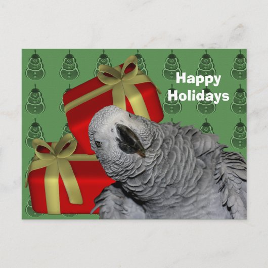 African Gray Parrot Weihnachtsfeiertag Postcard Feiertagspostkarte (Vorderseite)