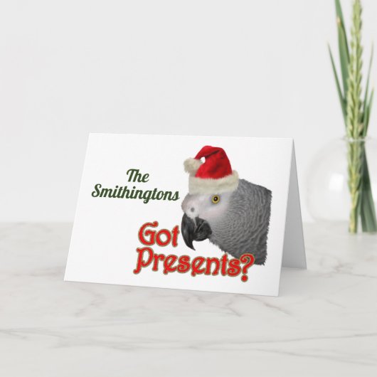 African Gray Parrot Weihnachtskarte Feiertagskarte (Vorderseite)