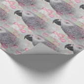 African Gray Puffy Hearts Geschenkpapier (Ecke)