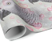 African Gray Puffy Hearts Geschenkpapier (Rolleneckpunkt)