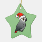 African Gray Santa Keramik Ornament (Links)