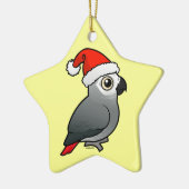 African Gray Santa Keramikornament (Links)