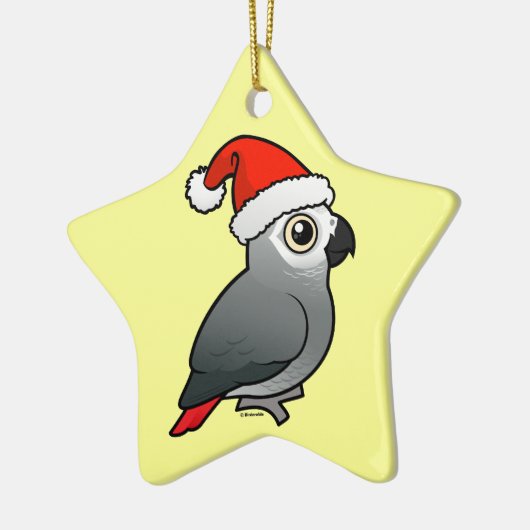 African Gray Santa Keramikornament (Links)