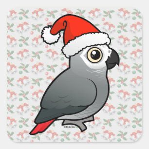 African Gray Santa Quadratischer Aufkleber