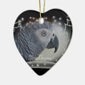 African Gray Snowy Christmas Keramik Ornament (Links)