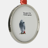 African Gray Thinks Green Silbernes Ornament (Rechts)