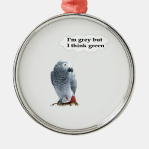 African Gray Thinks Green Silbernes Ornament