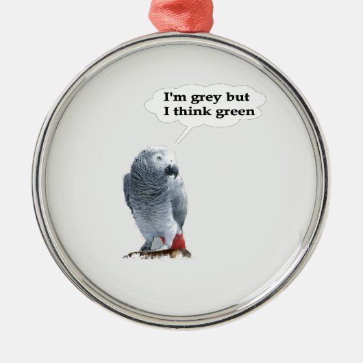 African Gray Thinks Green Silbernes Ornament (Vorne)