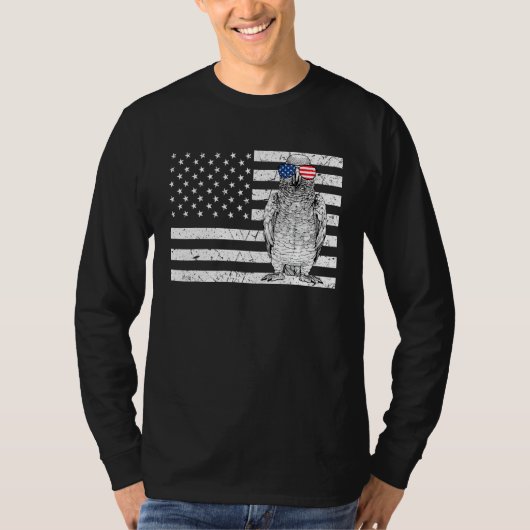 African Grey 4th of July Bird US American Flag Pat T-Shirt (Vorderseite)