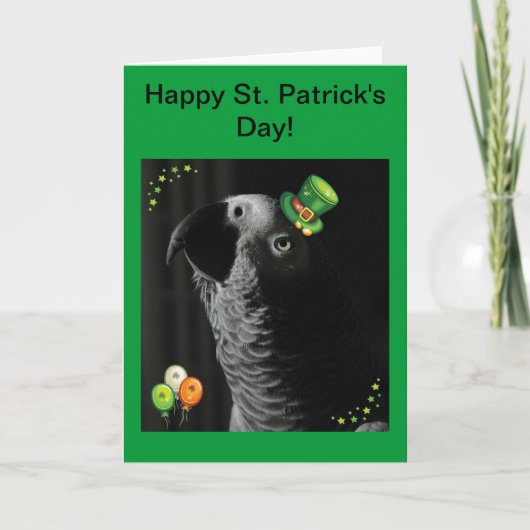African Grey Happy St. Patrick's Day Grußkarte Karte (Vorderseite)