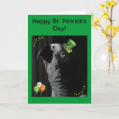 African Grey Happy St. Patrick's Day Grußkarte Karte (Gelbe Blume)
