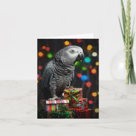 African Grey on Gifts — Festive Greeting Card Feiertagskarte