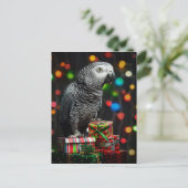 African Grey on Gifts — Festive Greeting Card Postkarte (Stehend Vorderseite)