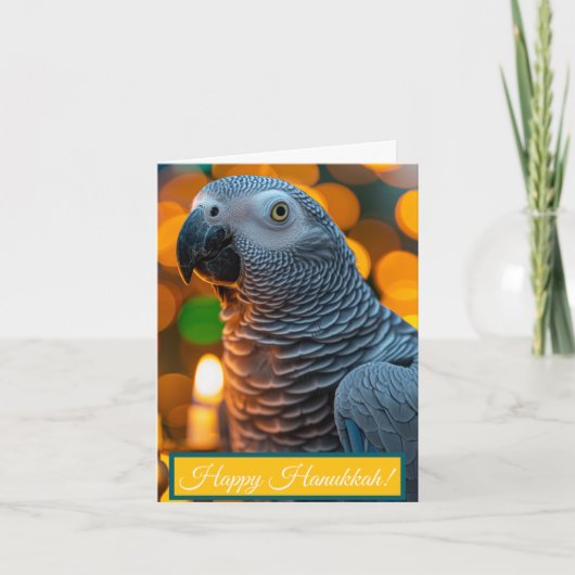 African Grey Parrot Hanukkah Card Feiertagskarte (Vorderseite)