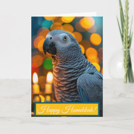 African Grey Parrot Hanukkah Card  Karte