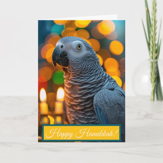 African Grey Parrot Hanukkah Card  Karte (Vorderseite)