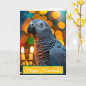 African Grey Parrot Hanukkah Card  Karte (Gelbe Blume)