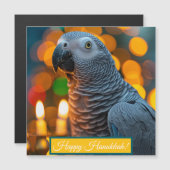 African Grey Parrot Hanukkah Card  Magnetkarte (Vorne/Hinten)