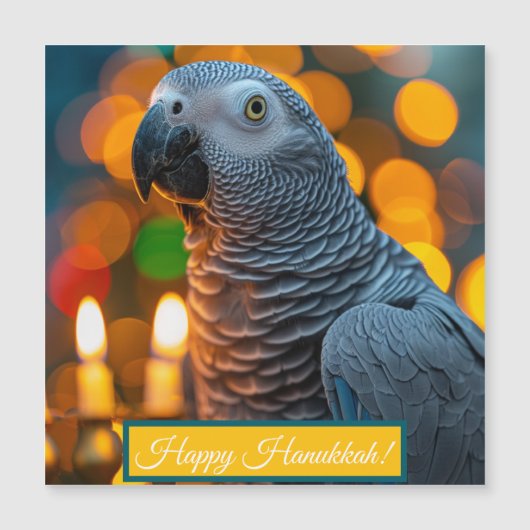 African Grey Parrot Hanukkah Card Magnetkarte (Vorderseite)