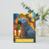 African Grey Parrot Hanukkah Card Postkarte (Stehend Vorderseite)