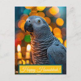 African Grey Parrot Hanukkah Card Postkarte
