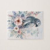 African Grey Parrot Pastel Floral Puzzle (Horizontal)