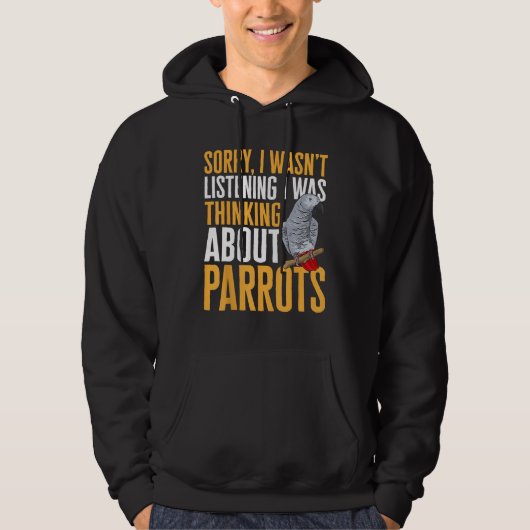 African Grey Parrot Thinking About Parrots Hoodie (Vorderseite)