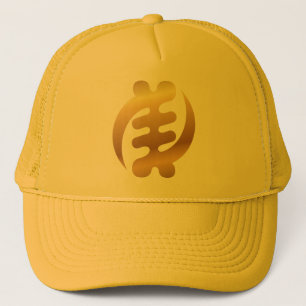 African Gye Nyame Shiny Gold Adinkra Symbol Gold Truckerkappe