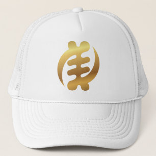 African Gye Nyame Shiny Gold Adinkra Symbol Truckerkappe