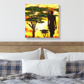African Hunter Canvas Print Leinwanddruck (Insitu (Schlafzimmer))