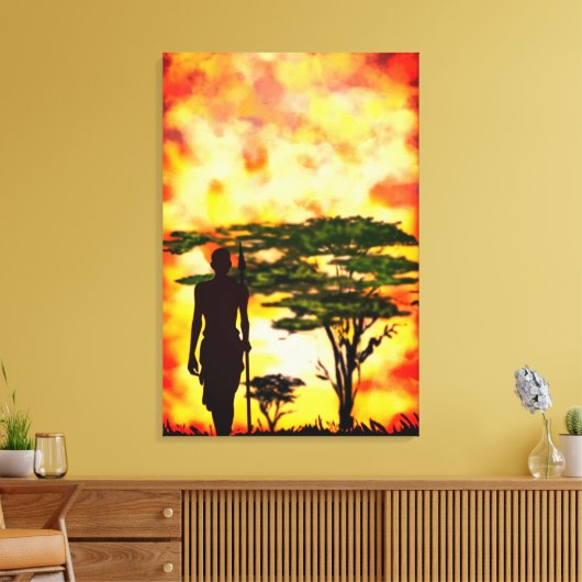 African Hunter Sunset Leinwand Ptint (Insitu (Wohnzimmer))