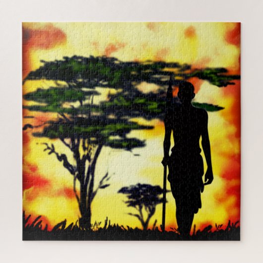 African Hunter with Spear Puzzle - Malerei (Vertikal)