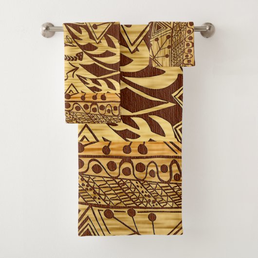 African Jungle Motif Print Badhandtuch Set (Insitu)