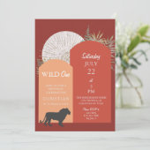 African Jungle Safari Lion Wild One Einladung (Stehend Vorderseite)