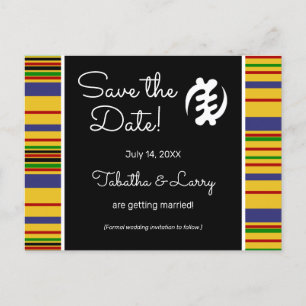 African Kente AK01 Streifen Save the Date Postkart Postkarte