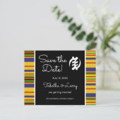 African Kente AK01 Streifen Save the Date Postkart Postkarte (Stehend Vorderseite)