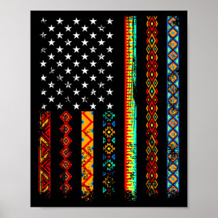 African Kente Cloud American Flag African Black Hi Poster