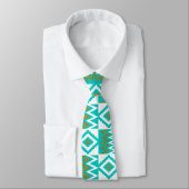 African Kente Cloud White Aqua Aquamarin Blue Neck Krawatte (Gebunden)