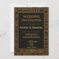 African Kente Gold Wedding Einladung