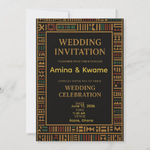 African Kente Gold Wedding Einladung