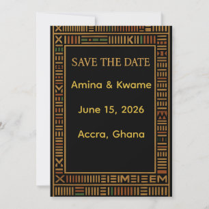 African Kente Gold Wedding speichert die Datumskar Save The Date