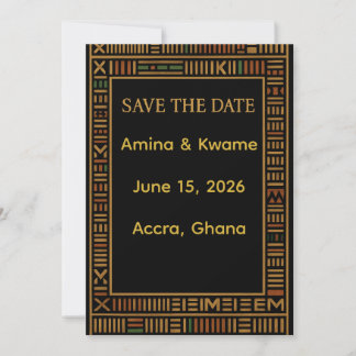 African Kente Gold Wedding speichert die Datumskar Save The Date