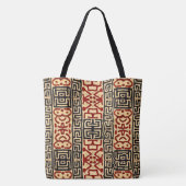 African Kuba Print Tasche in Tan, Black and Red (Rückseite)