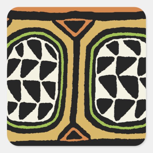 African Kuba Textile Design Quadratischer Aufkleber (Vorderseite)
