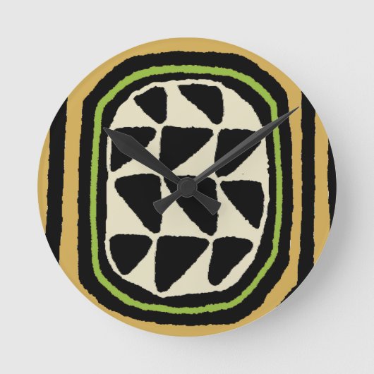 African Kuba Textile Design Runde Wanduhr (Vorderseite)